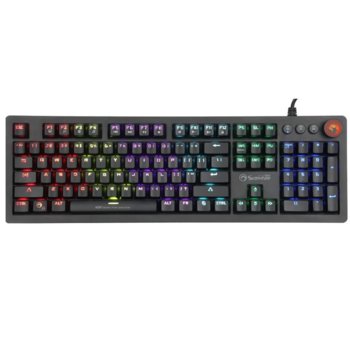 Клавиатура Marvo KG917, гейминг, механична, сини суичове, RGB подсветка, мултимедийни клавиши, черна, USB image
