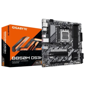 Дънна платка GIGABYTE B850M DS3H, B850, AM5, DDR5, PCI-E 5.0, (DP&HDMI), 4x SATA 6Gb/s, 4x M.2 slots, USB 3.2 Gen 2, 2.5GbE LAN, microATX | JAR Computers Дънна платка GIGABYTE B850M DS3H