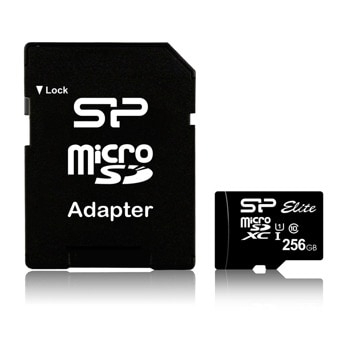 Карта памет 256GB microSDXC, с SD адаптер, Silicon Power, Class 10 UHS-I U1, скорост на четене до 86Mb/s | JAR Computers Silicon Power Micro SDXC 256GB +Adapter SP256GBSTX