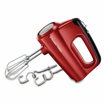 Миксер Russell Hobbs 24670-56, 350W, 5 степени на работа, с турбо, бъркалки за тесто, червен | JAR Computers Миксер Russell Hobbs 24670-56
