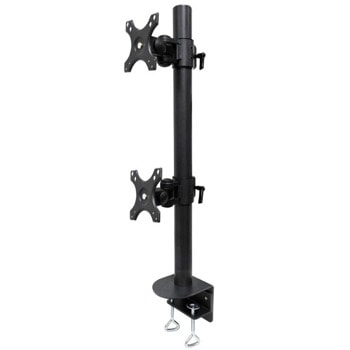 Стойка за монитор NewStar FPMA-D960DVBLACKPLUS, за плот, за екрани от 17" до 49", VESA до 100 x 100, макс. тегло до 15кг., регулируема, за 2 бр. монитора, черна | JAR Computers NewStar FPMA-D960DVBLACKPLUS