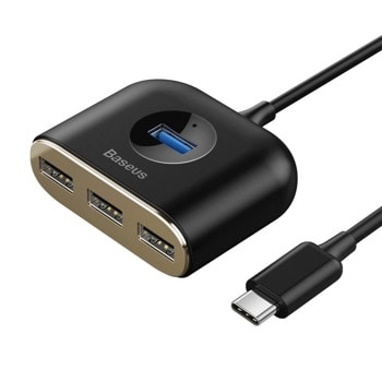 USB Хъб Baseus CAHUB-BY01, 1x USB 3.0, 3x USB 2.0, черен | JAR Computers Baseus CAHUB-BY01