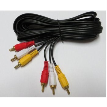 Кабел Royal CABLE-3RCA/150, от 3x RCA(м) към 3x RCA(м), 1.5m, черен | JAR Computers Royal CABLE-3RCA/150 21003433