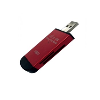 Четец за карти All in 1, USB 2.0, microSD/SD, различни цветове | JAR Computers Card Reader all in 1 Red