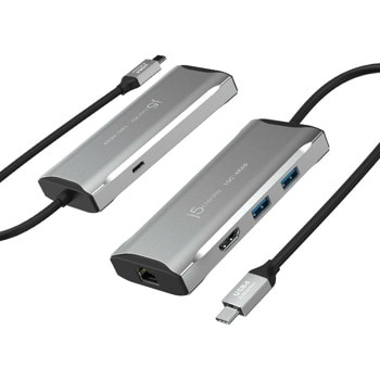 Докинг станция j5create JCD392, от USB-C към 1x USB-C (PD), 2x USB-A, 1x HDMI (4K@60Hz), 1x RJ45, сребриста | JAR Computers j5create JCD392