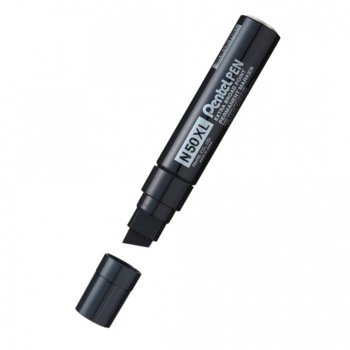 Перманентен маркер Pentel N50XL черен, 11.0 - 17.0 mm, с метално тяло и скосен връх | JAR Computers Маркер Pentel N50XL черен