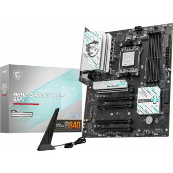 Дънна платка MSI B840 GAMING PLUS WIFI, B840, AM5, DDR5, PCI-E 4.0 (HDMI), 4x SATA 6Gb/s, 2x M.2 slots, 2x USB 3.2 Gen 2 Type-C, 2.5GbE LAN, Wi-Fi 7, Bluetooth 5.4, ATX | JAR Computers MSI B840 GAMING PLUS WIFI 911-7E57-002
