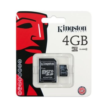 4GB microSDHC Kingston adapter Class4