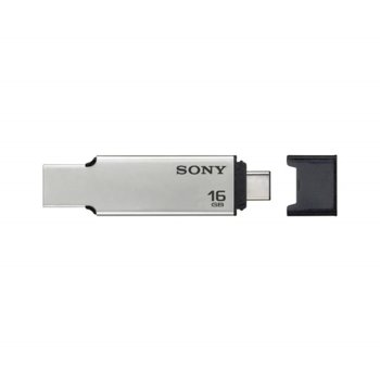 Памет 16GB USB Flash Drive, Sony USM16CA2, USB A 3.1/ USB Type C, OTG, сива | JAR Computers Sony 16GB OTG USM16CA2