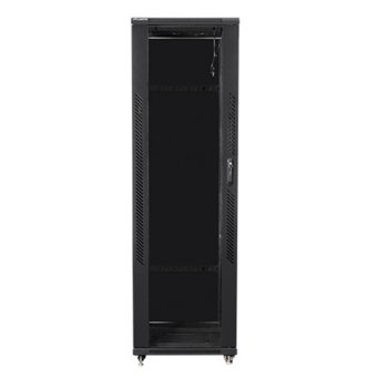 Комуникационен шкаф Lanberg FF01-6642-12B, 19", 42U, 600 x 600 x 2047.5, стъклена врата, черен | JAR Computers Lanberg FF01-6642-12B
