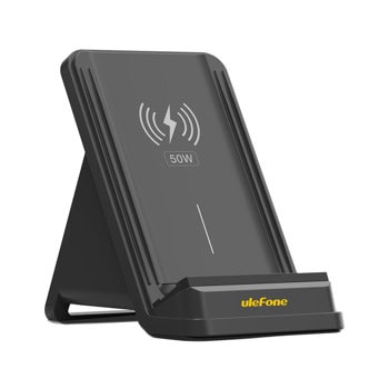 Безжично зарядно Ulefone Charger Stand 50W, от USB-C(м) към безжично зареждане, черно, Qi | JAR Computers Ulefone Charger Stand 50W