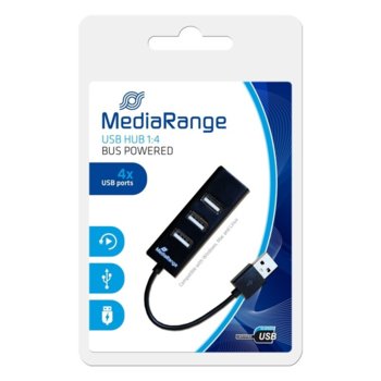 MEDIARANGE USB HUB 4-PORT USB 2.0 BLACK (MRCS502)