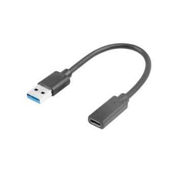 Преходник Lanberg AD-UC-UA-03, от USB-A(м) към USB-C(ж), черен | JAR Computers Lanberg AD-UC-UA-03