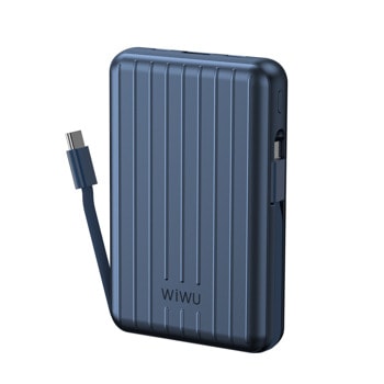 Външна батерия/power bank/ WiWu PP03, 10000mAh, 22.5W, 1x USB-C, 1x Lightning, възможност за безжично зареждане, синя | JAR Computers Външна батерия WiWu PP03