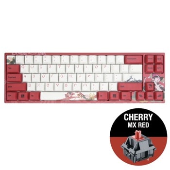 Клавиатура Ducky x Varmilo Miya Koi 65, жична, гейминг, механична, Cherry MX Red суичове, бял/червен, USB image