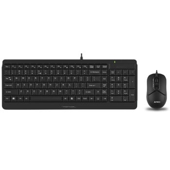 Комплект клавиатура и мишка A4Tech Fstyler F1512, 1200dpi, мултимедийни бутони, USB, черни | JAR Computers A4 F1512 FSTYLER USB DESKT BG