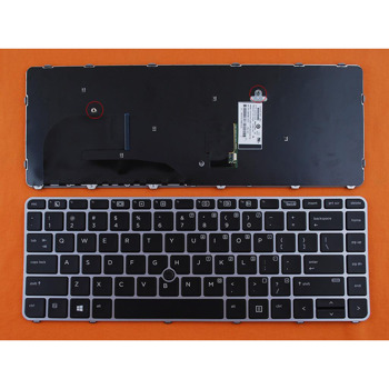 Клавиатура за лаптоп HP, съвместима със серия EliteBook 745 G3 840 G3, черна, със сребриста рамка | JAR Computers KBD for HP EliteBook 745 G3 840 G3