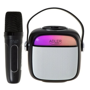 Комплект караоке колона и микрофон Adler AD 1199, 8W, Bluetooth, USB, AUX, черен, до 8 часа време на работа, слот за SD карта | JAR Computers Adler AD 1199