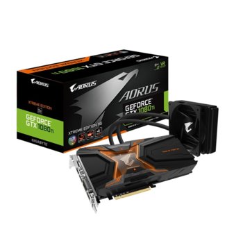 Видео карта GeForce GTX 1080 Ti, 11GB, Gigabyte AORUS Waterforce Xtreme Edition, PCI-E 3.0, GDDR5X, 352 bit, 3x DisplayPort, 2x HDMI, 1x DVI, вграден воден блок, RGB Fusion подсветка | JAR Computers Gigabyte AORUS GF GTX 1080 Ti Waterforce Xtreme