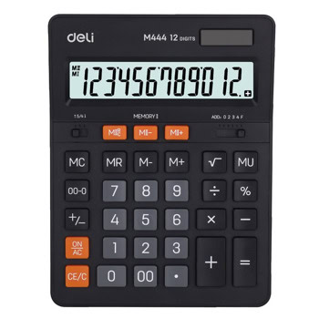 Калкулатор Deli Exceed EM444, 12 разряден дисплей, настолен, 4-key Memory, Check & Correct, cut.up.4/5, ADD2, черен | JAR Computers Deli Exceed EM444 Dual Memory