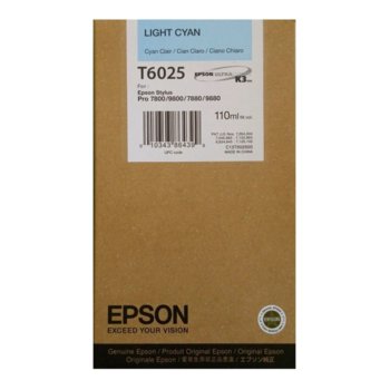 Касета за Epson Stylus Pro 7800/9800 - Light Cyan - P№ C13T602500 - Заб.: 110 ml. | JAR Computers Epson (C13T602500) Light Cyan
