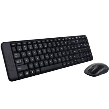 Комплект клавиатура и мишка Logitech MK220, безжични, USB, черни, без кирилизация | JAR Computers Logitech MK220