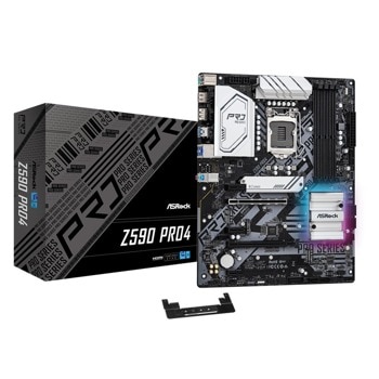 Дънна платка ASRock Z590 Pro4 (Refurbished), Z590, LGA1200, DDR4, PCI-E 4.0 (DP/HDMI)(CFX), 6x SATA 6Gb/s, 3x M.2, 2x USB 3.2 Gen 2, ATX, bulk | JAR Computers ASRock Z590 PRO4