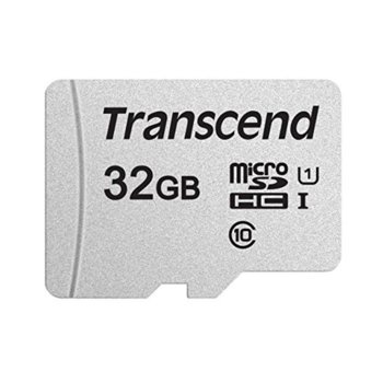 Карта памет 32GB microSDHC, Transcend 300S, Class 10 UHS-I, скорост на четене 100MB/s, скорост на запис 25MB/s | JAR Computers 32GB microSDHC Transcend TS32GUSD300S