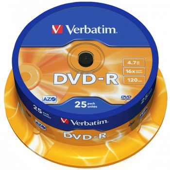 Оптичен носител DVD+R 4.7GB, Verbatim 43522, 16x, 25бр image