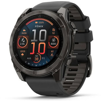 Смарт часовник Garmin fenix 8 51mm (Black/Pebble Grey), 1.4" (3.55cm) AMOLED дисплей, Bluetooth, ANT+, Wi-Fi, GPS, 32GB Flash памет, мониторинг на съня, следене на сърдечния ритъм, 10ATM, до 29 дни време на работа, Sapphire/Carbon DLC, черен | JAR Computers Garmin fenix 8 51mm Sapphire/DLC DLC010-02905-21