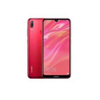 Huawei Y7 2019 Coral Red + Silicon Protective Case