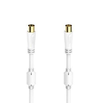 Кабел HAMA 205247, от коаксиален(м) към коаксиален(м)), 3м, бял, екраниран | JAR Computers HAMA 205247