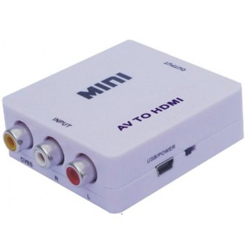 Конвертор AV RCA(ж) към HDMI(ж), бял | JAR Computers Конвертор AV RCA(ж) към HDMI(ж) 18257