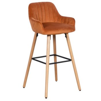 Бар стол Carmen 3082, дамаска, дървена база, оранжев image