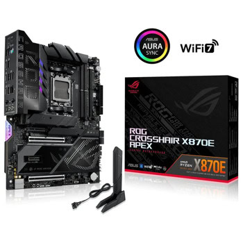 Дънна платка Asus ROG CROSSHAIR X870E APEX, X870E, AM5 DDR5, PCI-E 5.0, 4x SATA 6Gb/s, 3x M.2, Wi-Fi 7, Bluetooth 5.4, A-ATX | JAR Computers Дънна платка ASUS ROG CROSSHAIR X870E APEX WIFI