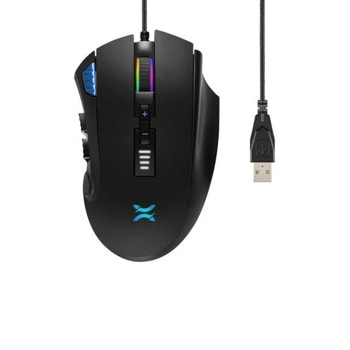 Мишка Noxo Nightmare, оптична (5000 dpi), 12 бутона, RGB подсветка, USB, черна | JAR Computers Noxo Nightmare