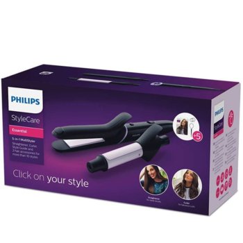 Преса за коса Philips BHH811/00, керамично покритие, технология за освобождаване OneClick 5, приставки, черна | JAR Computers Преса за коса Philips BHH811/00