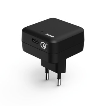 Зарядно Hama Qualcomm Quick Charge 4+, от контакт към USB Type-C(ж), 5V, 3A, черно | JAR Computers Hama Qualcomm Quick Charge 4+