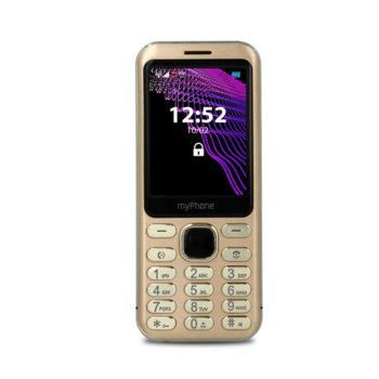 GSM myPhone Maestro (златист), поддържа 2 sim карти, 2.8" (7.11 cm) дисплей, 64MB Flash памет (+ microSD слот), 2 MPix камера | JAR Computers myPhone Maestro