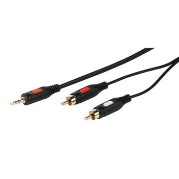 Кабел Vivanco 46029, от 2x RCA чинч(м) към 1x AUX(м), 1.5m, черен, позлатени конектори | JAR Computers Vivanco 46029