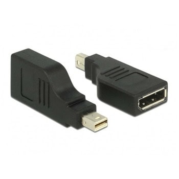 Преходник Delock 65626, от Mini DisplayPort(м) към DisplayPort(ж), черен | JAR Computers Delock 65626
