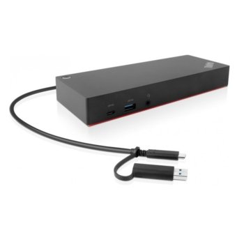 Докинг станция Lenovo ThinkPad Hybrid USB-C, от USB C към 1x USB C, 5x USB A, 2x DisplayPort, 2x HDMI, 1x RJ45, 1x AUX, черна | JAR Computers TP Hybrid USB-C Dock