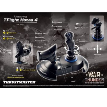 Джойстик Thrustmaster Joystick T-Flight Hotas 4, USB, черен, за PC/PS4 image