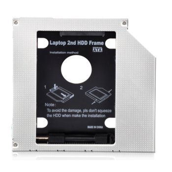 Преходник (mounting bracket) Makki 95 LS, DVD (9.5 mm) към SATA, за втори 2.5" HDD/SSD | JAR Computers Makki MAKKI-CADDY-95-LS
