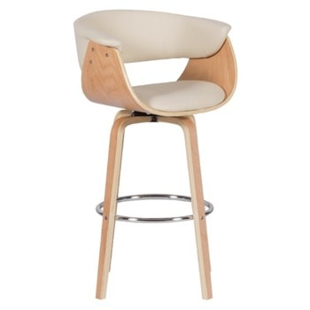 Бар стол Carmen 4040, до 100кг, еко кожа, дървена база, крем image