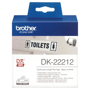 Лента за етикетен принтер Brother тип DK, черно върху бяло, 62mm x 15.24m, PN: DK-22212 | JAR Computers Brother DK-22212