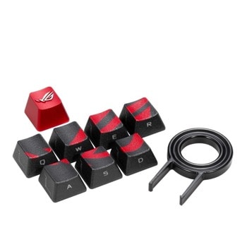 Капачки за механична клавиатура Asus ROG Gaming Keycap Set, съвместими с Cherry MX Cross Type, комплект от 8 клавиша, черни image