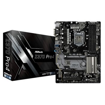 Дънна платка ASRock Z370-PRO4, Z370, 1151, DDR4, PCI-E(HDMI,DVI-D,D-Sub), 6x SATA 6Gb/s, 2x Ultra M.2, 4x USB 3.1 Gen1 Type-C, ATX | JAR Computers Дънна платка ASRock Z370 PRO4 2 years