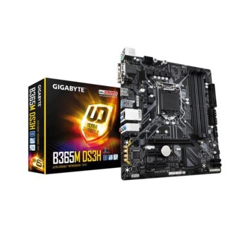 Дънна платка Gigabyte B365M DS3H, B365, LGA1151, DDR4, PCI-Е (HDMI&D-Sub&DVI-D), 6x SATA 6Gb/s, 1x M.2, USB 3.1 Gen, Micro ATX | JAR Computers Gigabyte B365M DS3H