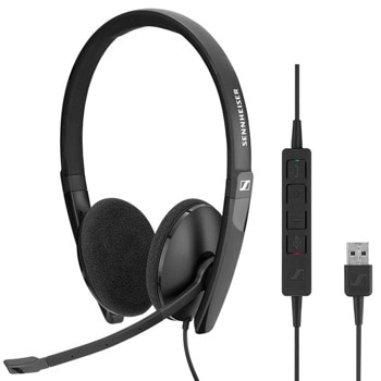 Слушалки EPOS / Sennheiser ADAPT 160 USB-A, микрофон, технология ActiveGard, Sennheiser Voice Clarity, сертифицирани за Skype for Business и UC оптимизирани, USB-A, черни | JAR Computers Sennheiser ADAPT 160 USB Duo HD NC USB слушалка